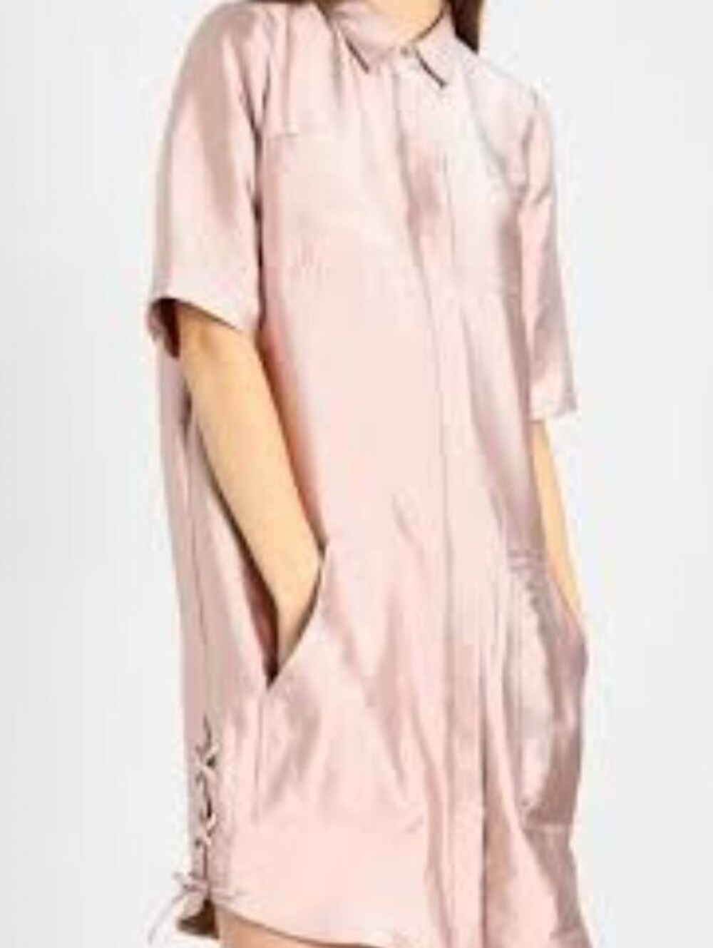 Scotch & Soda Tomboy Fit Pink Metallic Safari Shirt Dress - Size - Small